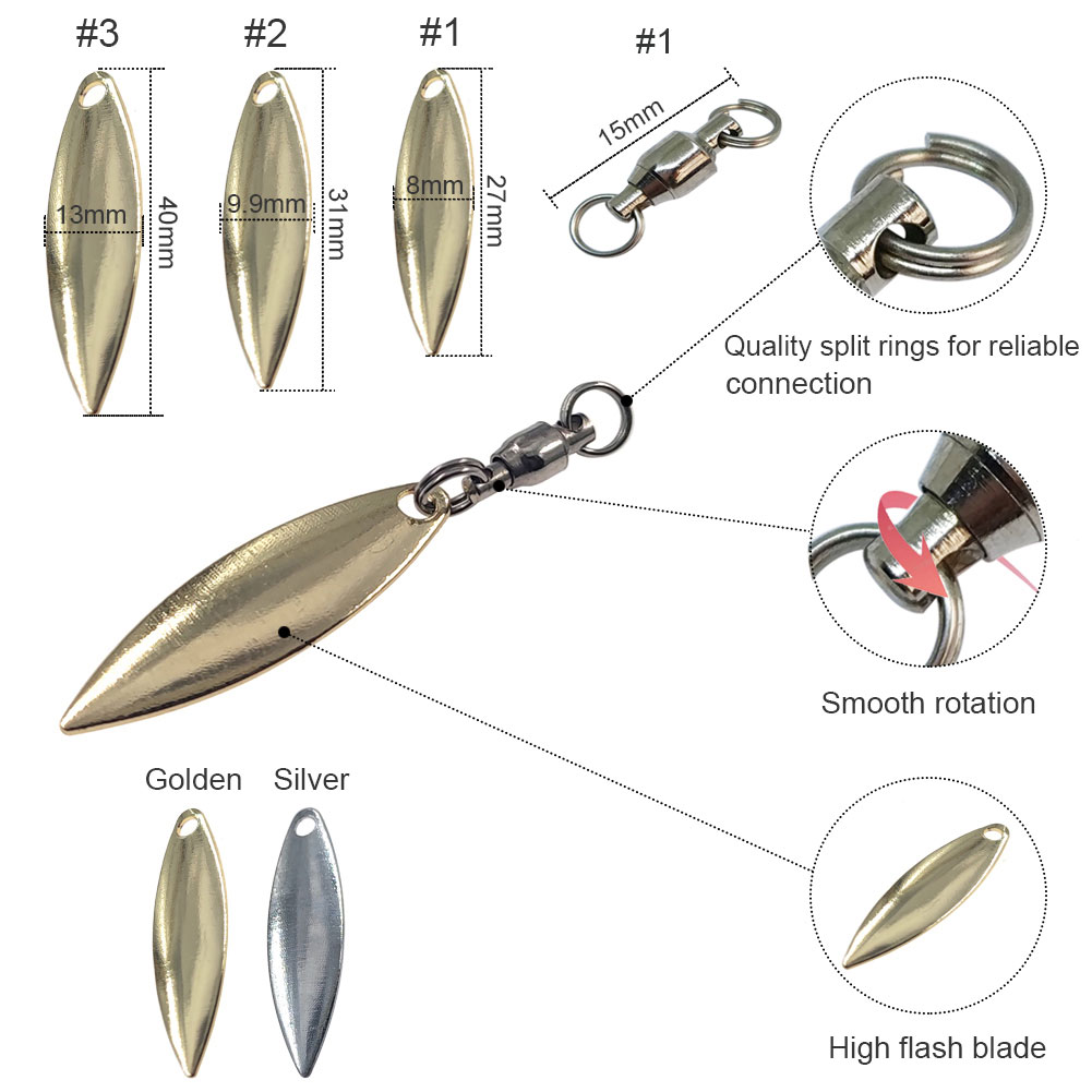 10pcs Willowleaf Blades Spinne - Fishing Lure Blade Bait recensione e prezzo